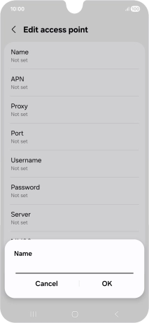 Key in Vodafone Internet and press OK. Key in Vodafone Internet and press OK.