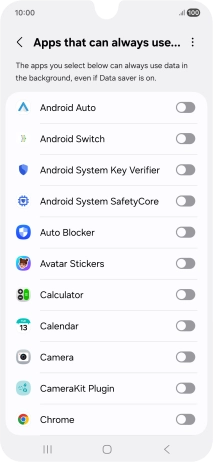 Press the indicators next to the required apps to turn the function on or off. Press the indicators next to the required apps to turn the function on or off.