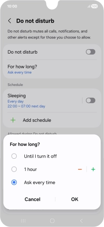Press the required setting. Press the required setting.