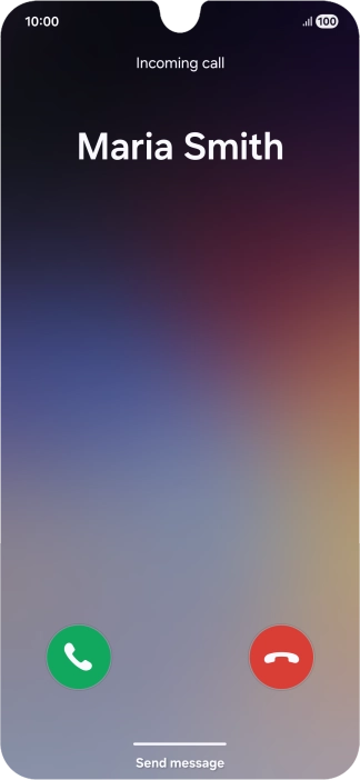 Press and drag the accept call icon right. Press and drag the accept call icon right.