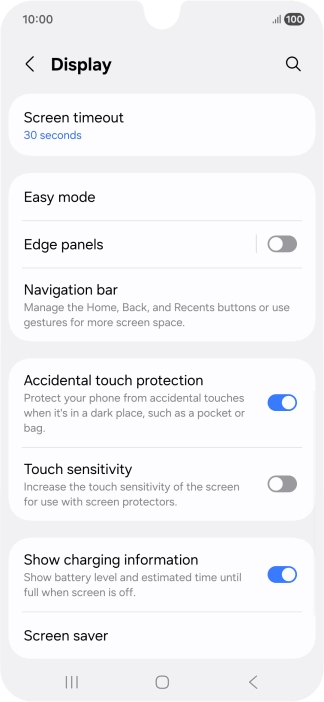 Press Screen timeout. Press Screen timeout.