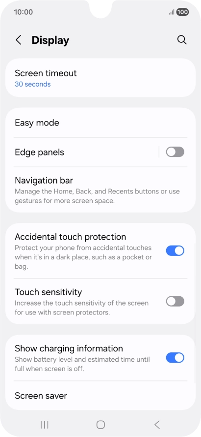 Press Screen timeout. Press Screen timeout.