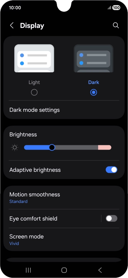 Press Dark mode settings. Press Dark mode settings.