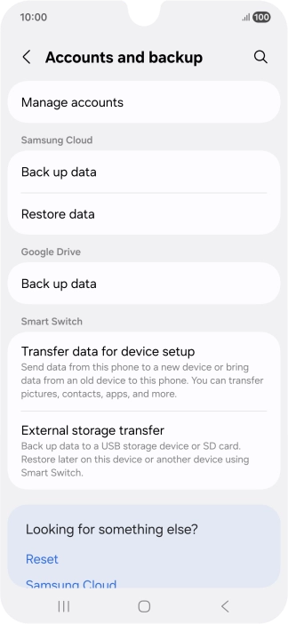 Press Manage accounts. Press Manage accounts.