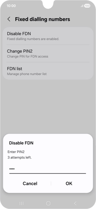 Key in your PIN2 and press OK. The default PIN2 is 1111. Key in your PIN2 and press OK. The default PIN2 is 1111.