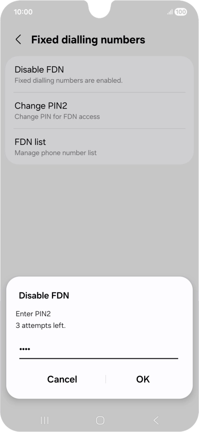 Key in your PIN2 and press OK. The default PIN2 is 1111. Key in your PIN2 and press OK. The default PIN2 is 1111.