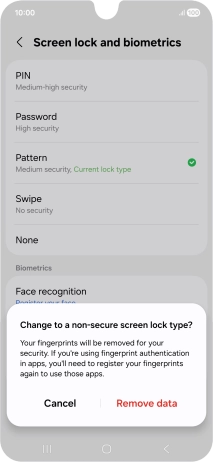 Press Remove data. Press Remove data.