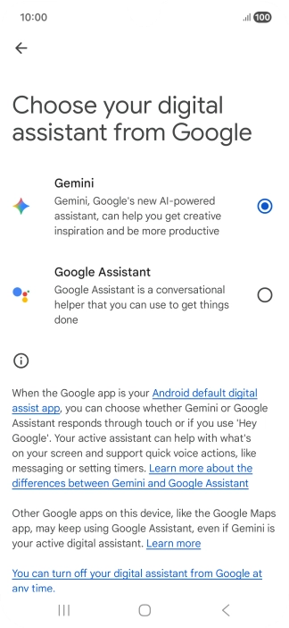 Press the required voice control assistant. Press the required voice control assistant.