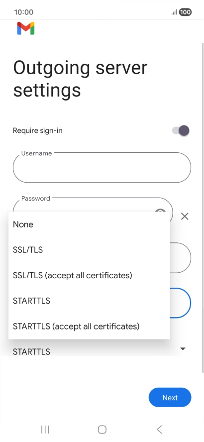 Press SSL/TLS. Press SSL/TLS.