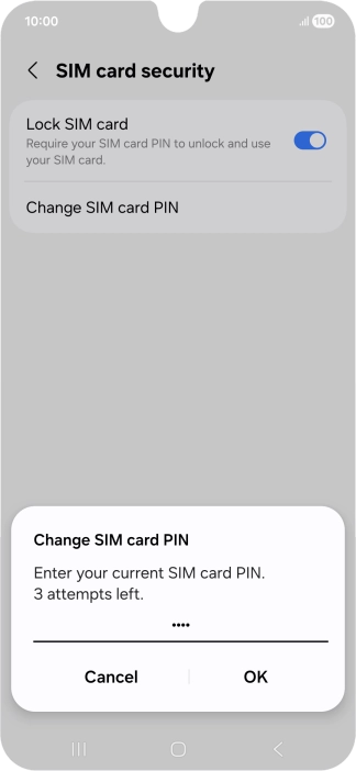 Key in your current PIN and press OK. Key in your current PIN and press OK.
