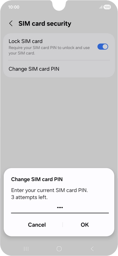 Key in your current PIN and press OK. Key in your current PIN and press OK.