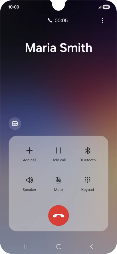 Press the end call icon. Press the end call icon.