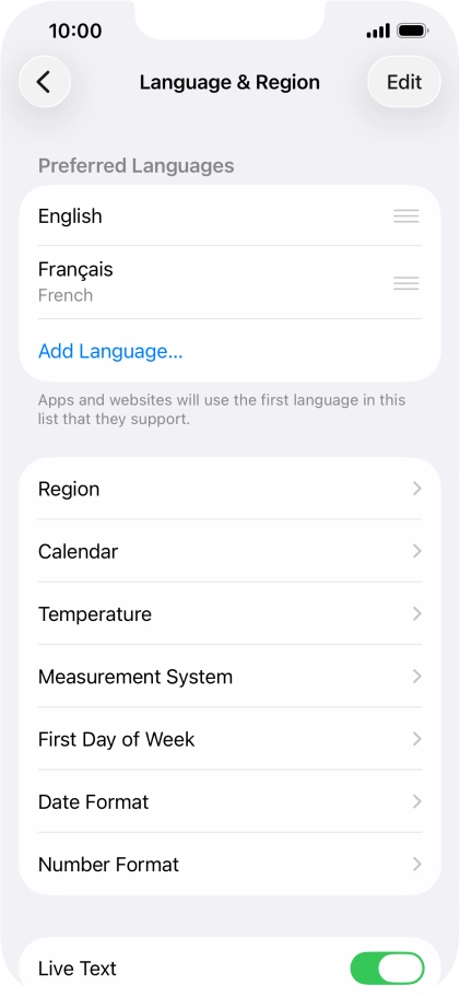 To subsequently select another language as the default language, press the move icon next to the required language and drag it to the top of the list. To subsequently select another language as the default language, press the move icon next to the required language and drag it to the top of the list.