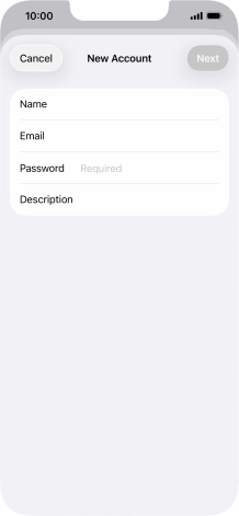 Press Password and key in the password for your email account. Press Password and key in the password for your email account.
