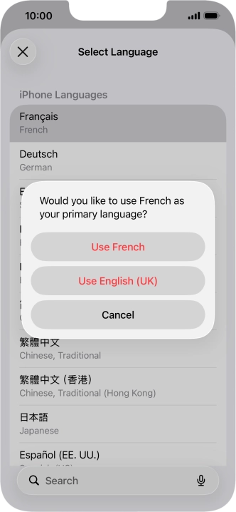 To select the new language as the default phone language, press Use ‹language›. To select the new language as the default phone language, press Use ‹language›.