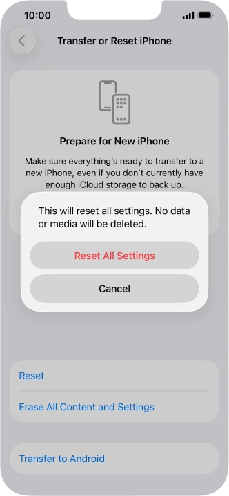 Press Reset All Settings. Press Reset All Settings.