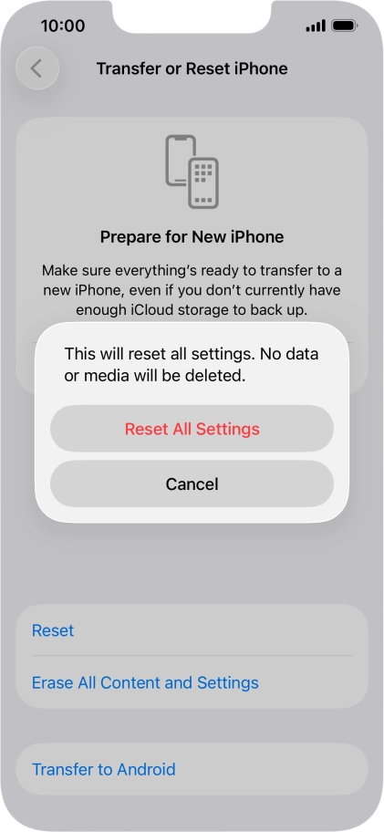 Press Reset All Settings. Press Reset All Settings.