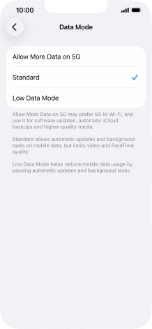 Press the required setting. Press the required setting.