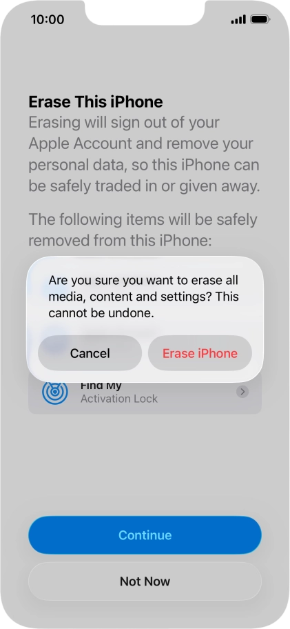 Press Erase iPhone. Press Erase iPhone.