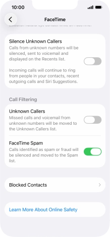 Press Blocked Contacts. Press Blocked Contacts.