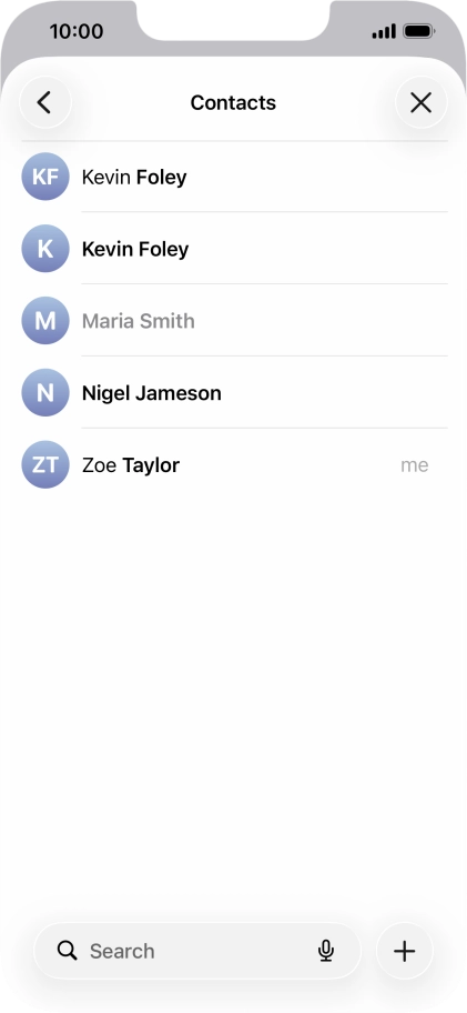 Press the required contact. Press the required contact.