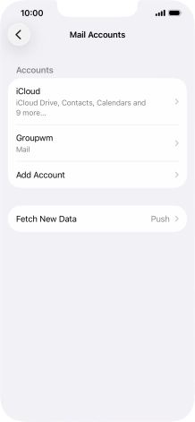 Press the name of the email account you've just set up. Press the name of the email account you've just set up.