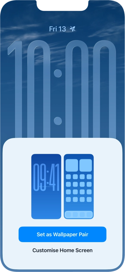 To use the same colour theme on the home screen, press Set as Wallpaper Pair. To use the same colour theme on the home screen, press Set as Wallpaper Pair.