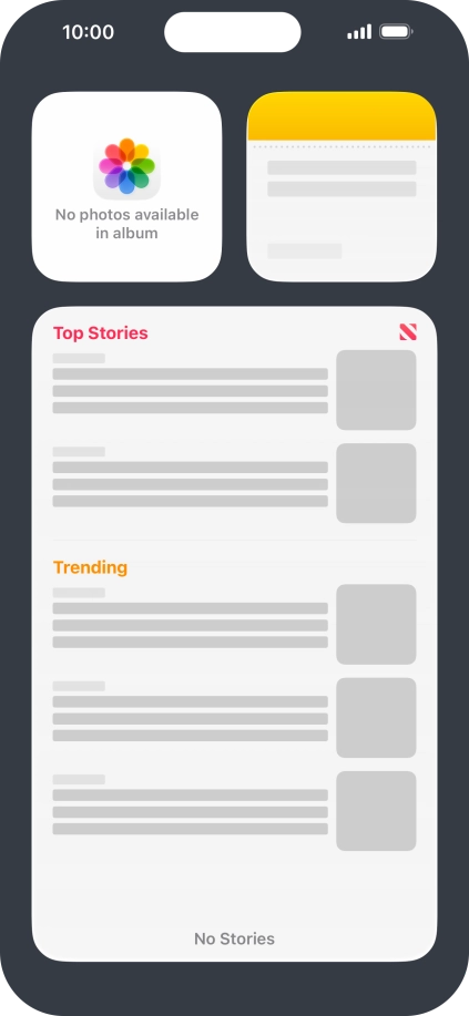 Slide your finger up or down on the screen to see more widgets. Slide your finger up or down on the screen to see more widgets.