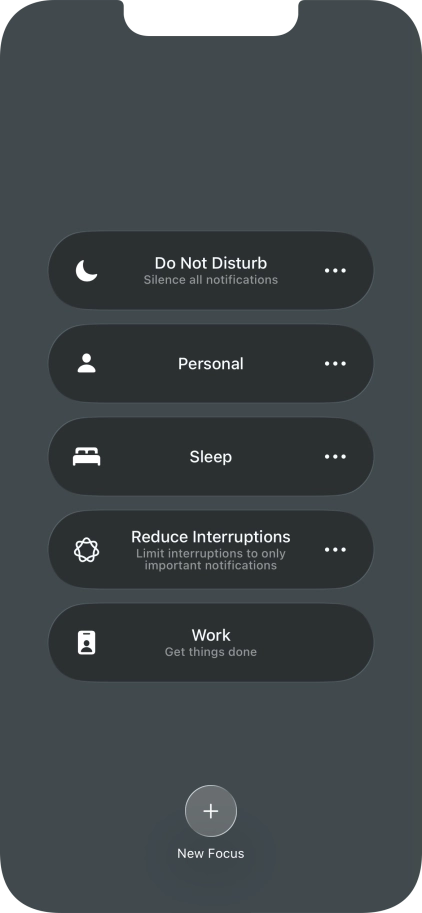 Press the required focus mode to activate or deactivate it immediately. Press the required focus mode to activate or deactivate it immediately.