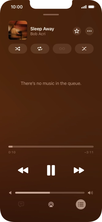 Press the shuffle icon to turn the function on or off. Press the shuffle icon to turn the function on or off.