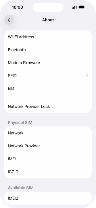 The Network Provider Lock status is displayed next to Network Provider Lock. The Network Provider Lock status is displayed next to Network Provider Lock.