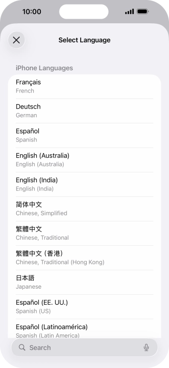 Press the required language. Press the required language.