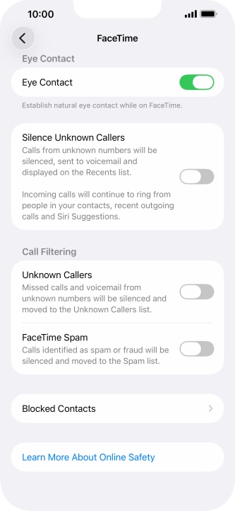 Press Blocked Contacts. Press Blocked Contacts.