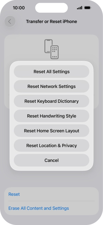Press Reset All Settings. Press Reset All Settings.