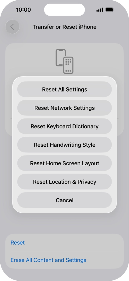 Press Reset All Settings. Press Reset All Settings.