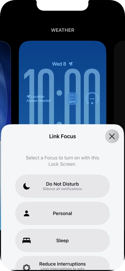 Press the required focus mode. Press the required focus mode.