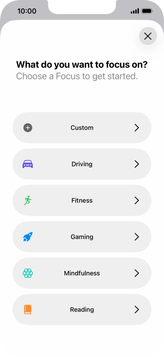 Press the required focus mode and follow the instructions on the screen to add the selected focus mode. Press the required focus mode and follow the instructions on the screen to add the selected focus mode.