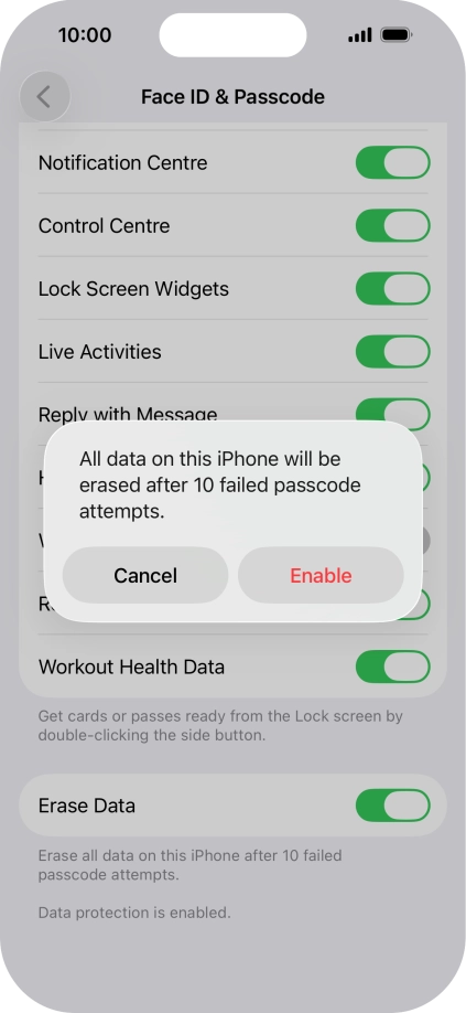 If you turn on the function, press Enable. If you turn on the function, press Enable.
