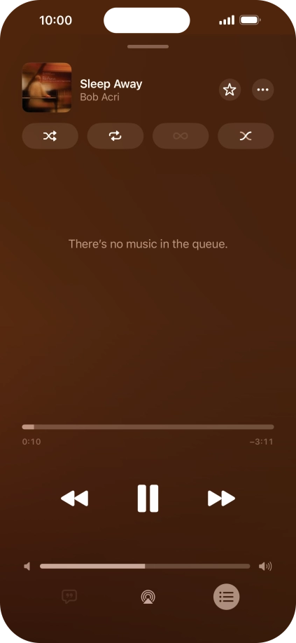 Press the shuffle icon to turn the function on or off. Press the shuffle icon to turn the function on or off.