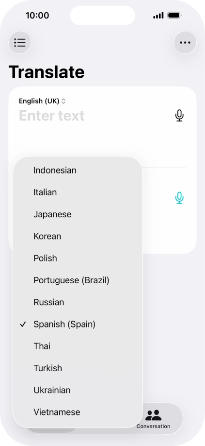 Press the required target language. Press the required target language.