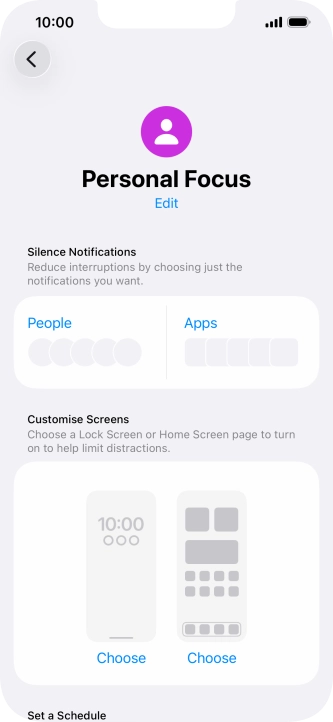Press People and follow the instructions on the screen to select which contacts you would like to receive calls and notifications from when the selected focus mode is active. Press People and follow the instructions on the screen to select which contacts you would like to receive calls and notifications from when the selected focus mode is active.