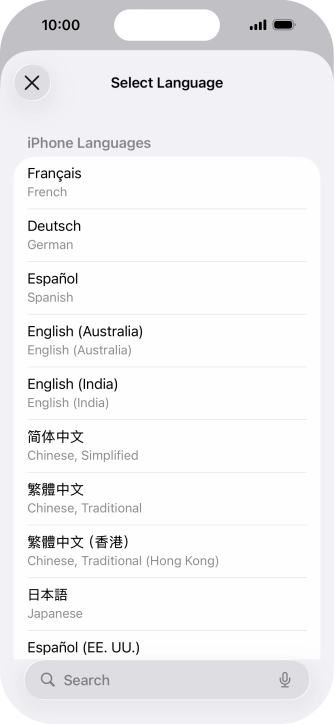 Press the required language. Press the required language.