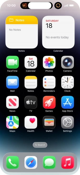 If you have a running application in Dynamic Island, it's displayed at the top of the screen. If you have a running application in Dynamic Island, it's displayed at the top of the screen.