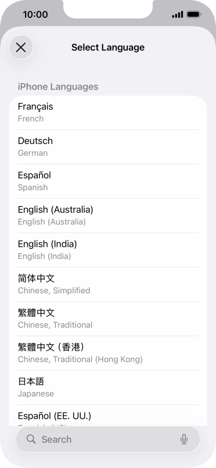 Press the required language. Press the required language.