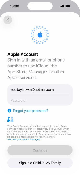 Press Password and key in the password for your Apple Account. Press Password and key in the password for your Apple Account.