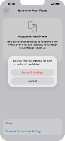 Press Reset All Settings. Press Reset All Settings.