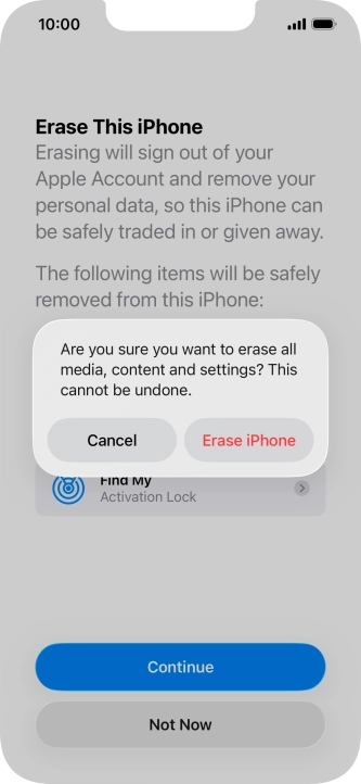 Press Erase iPhone. Press Erase iPhone.