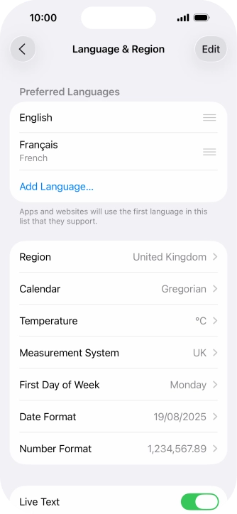 To subsequently select another language as the default language, press the move icon next to the required language and drag it to the top of the list. To subsequently select another language as the default language, press the move icon next to the required language and drag it to the top of the list.