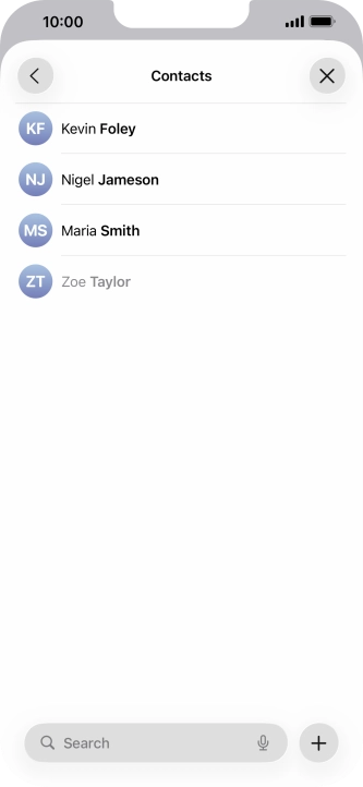 Press the required contact. Press the required contact.