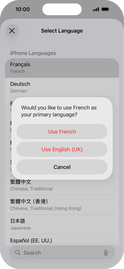 To select the new language as the default phone language, press Use ‹language›. To select the new language as the default phone language, press Use ‹language›.